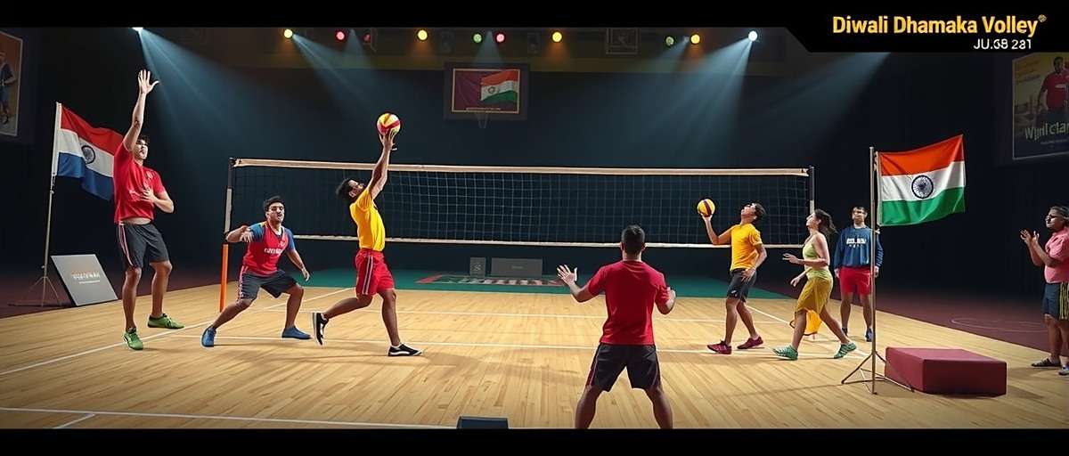 Diwali Dhamaka Volley regional tournament in India Diwali Dhamaka Volley multiplayer tournament showing players from different Indian states competing